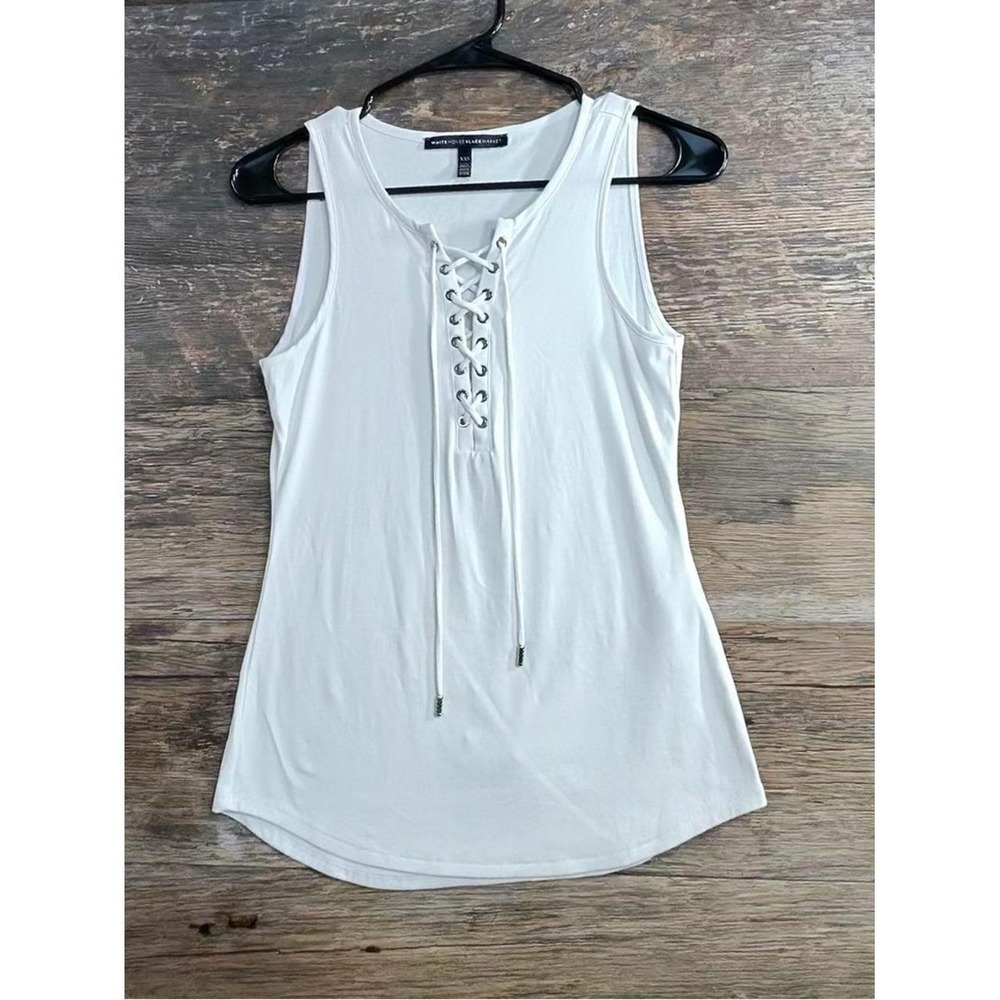 White House Black Market White Lace-Up Sleeveless Tank